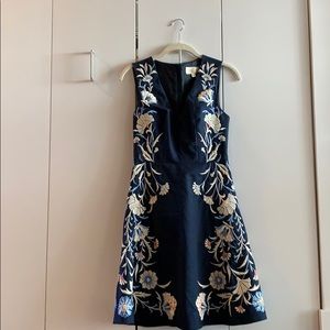 Navy blue Anthropologie fit and flare dress